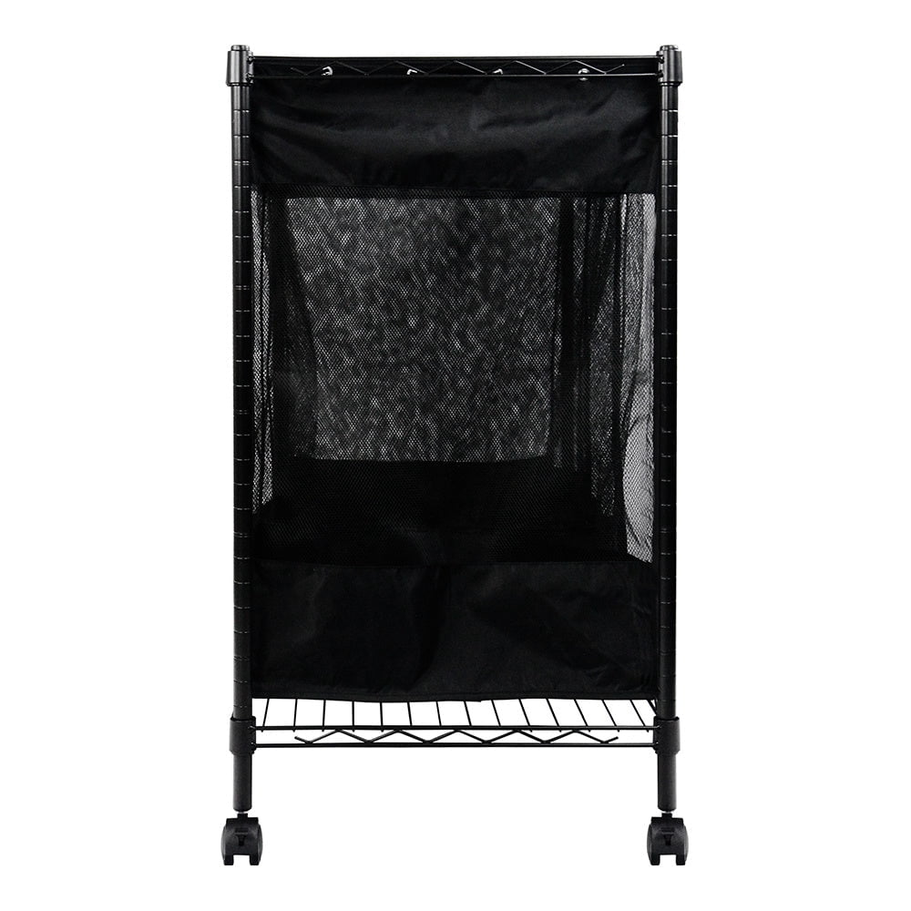 Oceanstar Triple Storage Metal Organizer and Laundry Sorter, 36.50 in L X 18 in W x 33 in H, Black Color