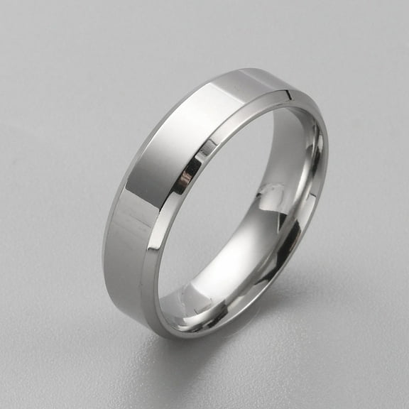 5 pc Stainless Steel Simple Plain Band Ring for Men Women Stainless Steel color US Size 9(18.9mm)