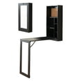 thumbnail image 3 of Evi Black Wood & Mirror Contemporary Wall-Mounted Fold-Out Convertible Home, Dorm & Office Storage Workstation Desk, 3 of 9