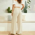 thumbnail image 4 of WTXUE Wide Leg Pants, Bell Bottoms Women's Linen Waisted Buckle Pants Elegant Pockets And Casual Court Pants Stylish Elegant And Comfortable, Palazzo Pants Slacks, Beige, 4 of 8
