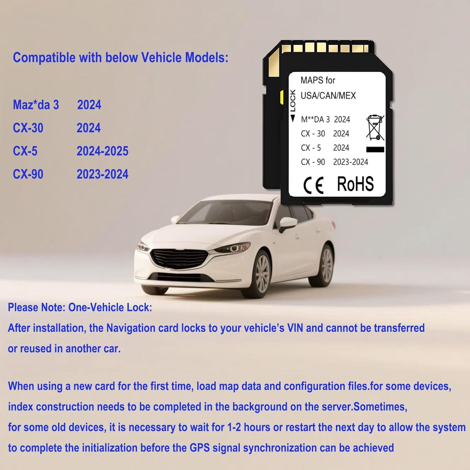 This navigation SD card is Compatible with Mazda 3 2024/Cx-30 2024/ Cx-5 2024 2025/ Cx-90 2023-2024 (Ceypec-06)