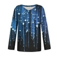 thumbnail image 4 of Blue Women's Long Sleeve T-shirt, Women'S Fashionable V Neck Long Sleeved Fine Glitter Gradient Printed V Neck Top T Shirt,Women's Long sleeve T-shirt XXL, 4 of 5