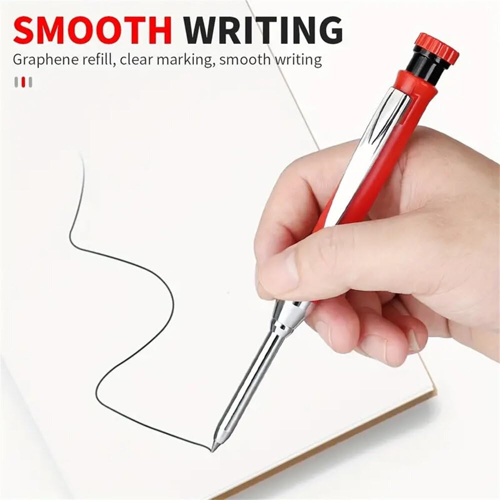 Refillable Carpenter Pencil Set Woodworking Marking Pen Deep Hole Marker High Precision Mechanical Pencil for Accurate Craftsmanship and Drafting Essential Tool
