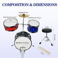 thumbnail image 3 of ADM 3-Piece Junior Drum Set for Kids Beginners, Kids Drum Kit with Full set of silent mats, Adjustable Throne, Cymbal, Pedal & Drumsticks - Red, Blue, Black, 3 of 8