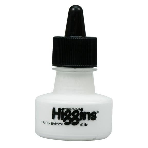 Higgins Dye-Based Drawing Ink - 1 oz, White, Waterproof, Dye-Based Ink