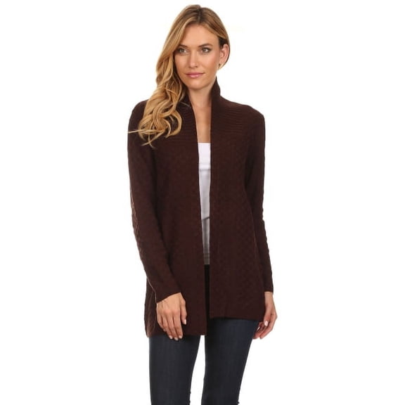 Women's Knit Textured Open Draped Cardigan Sweater