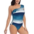 thumbnail image 3 of Goofa Christmas Snowflakes Pattern Women's One Piece Swimsuits Tummy Control Bathing Suits Asymmetric One Shoulder Swimwear-X-Large, 3 of 6