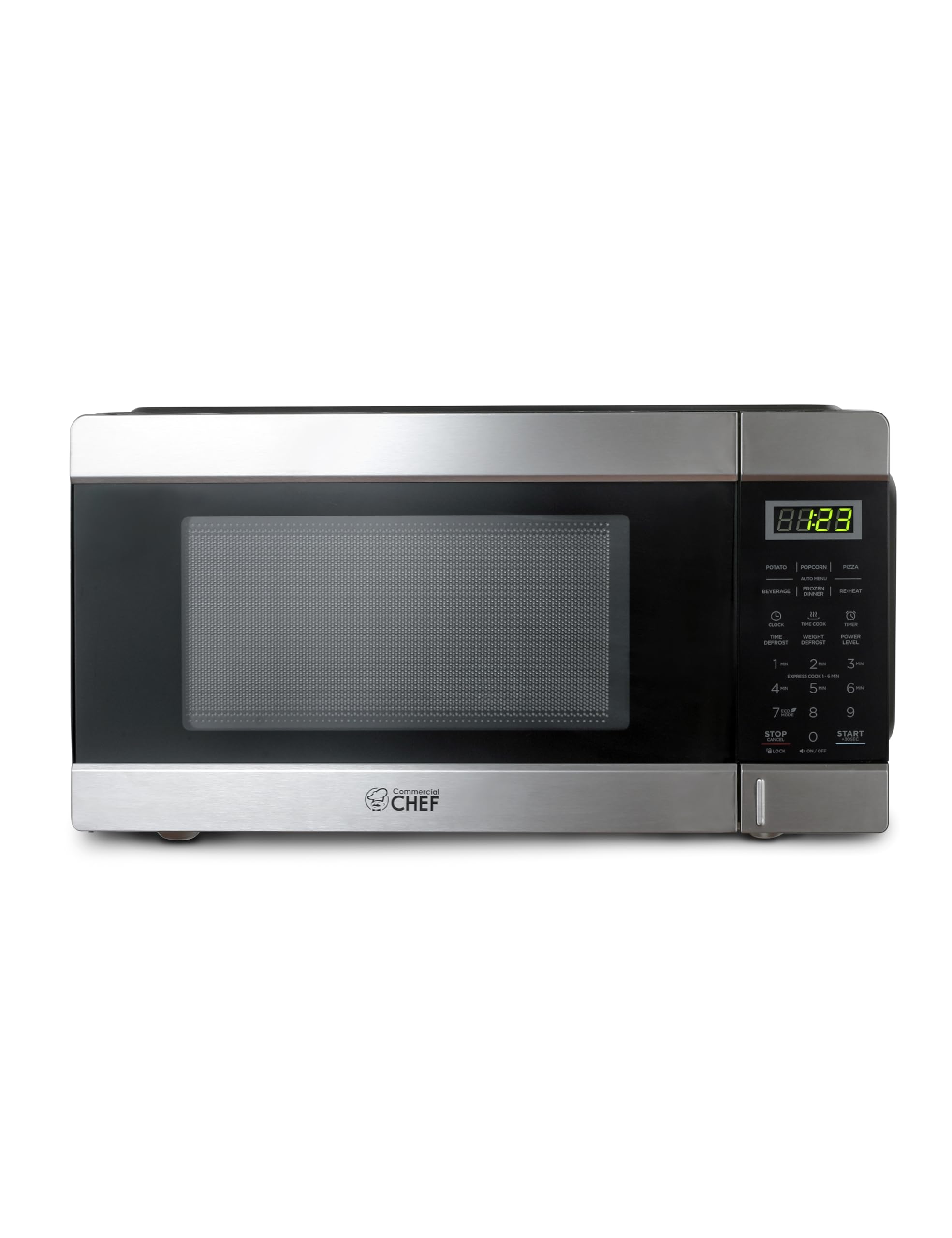 Commercial Chef Countertop Microwave, 1.1 cu. ft., Black With Stainless Steel Trim