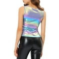 thumbnail image 4 of MODA NOVA Juniors U Neck Sleeveless Stretchy Slim Fit Metallic Tank Tops, 4 of 7