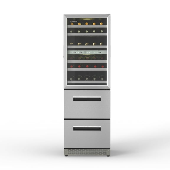 Equator Advanced Appliances Connoisseurs Club 3-Zone 84 Bottle Wine & Beverage Refrigerator, 7 LED Lights 2 Drawers 110V