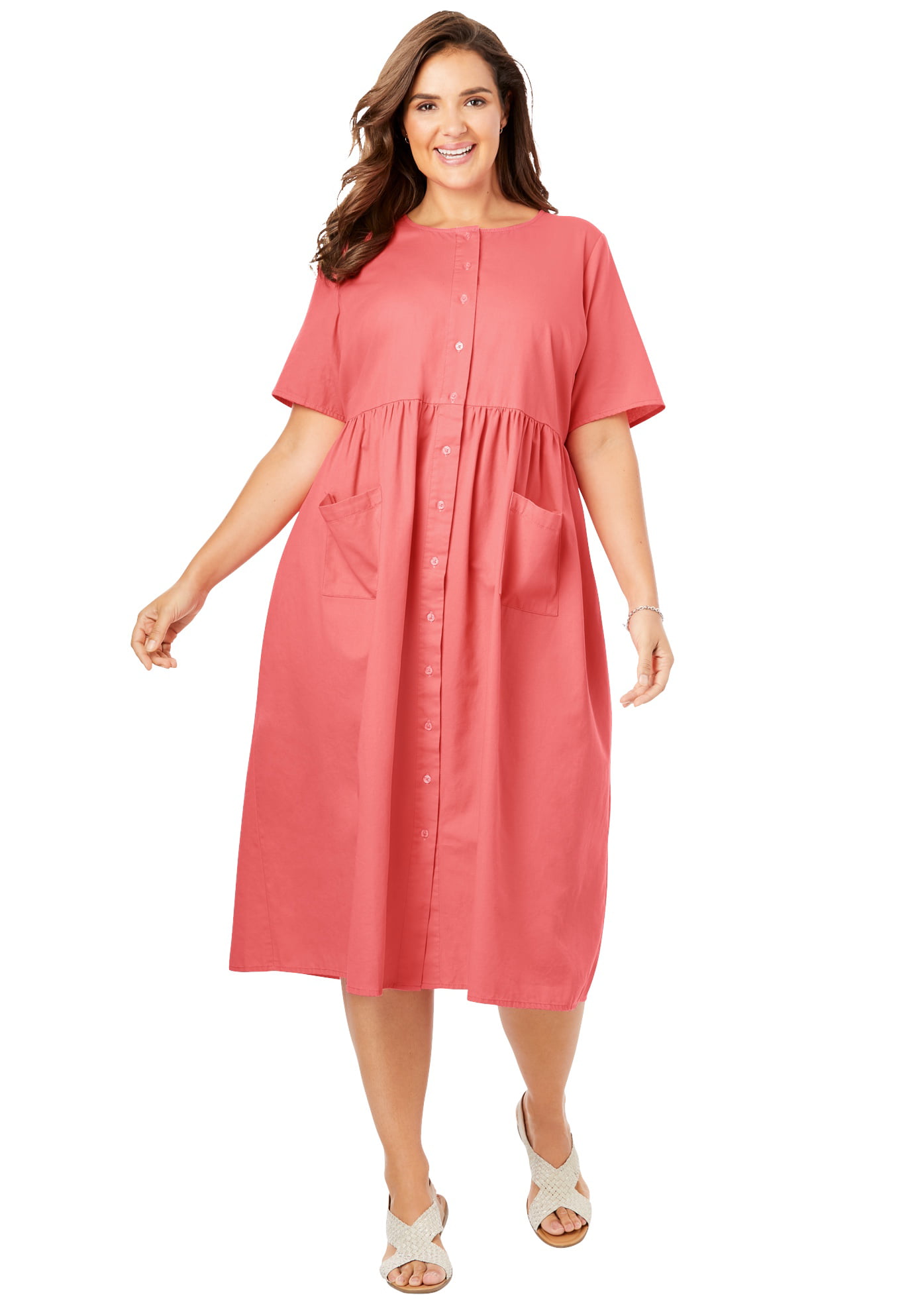 Woman Within Plus Size Short-sleeve Denim Dress - Walmart.com