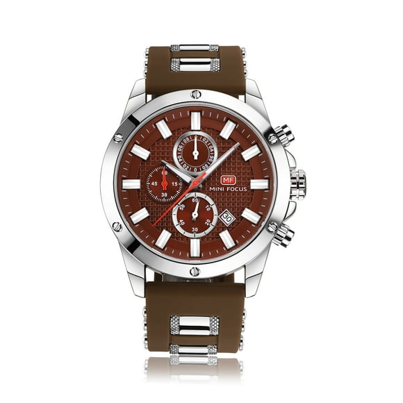 MINI FOCUS Montres de Sport pour Hommes Quartz Bracelet en Silicone Chronographe Masculin
