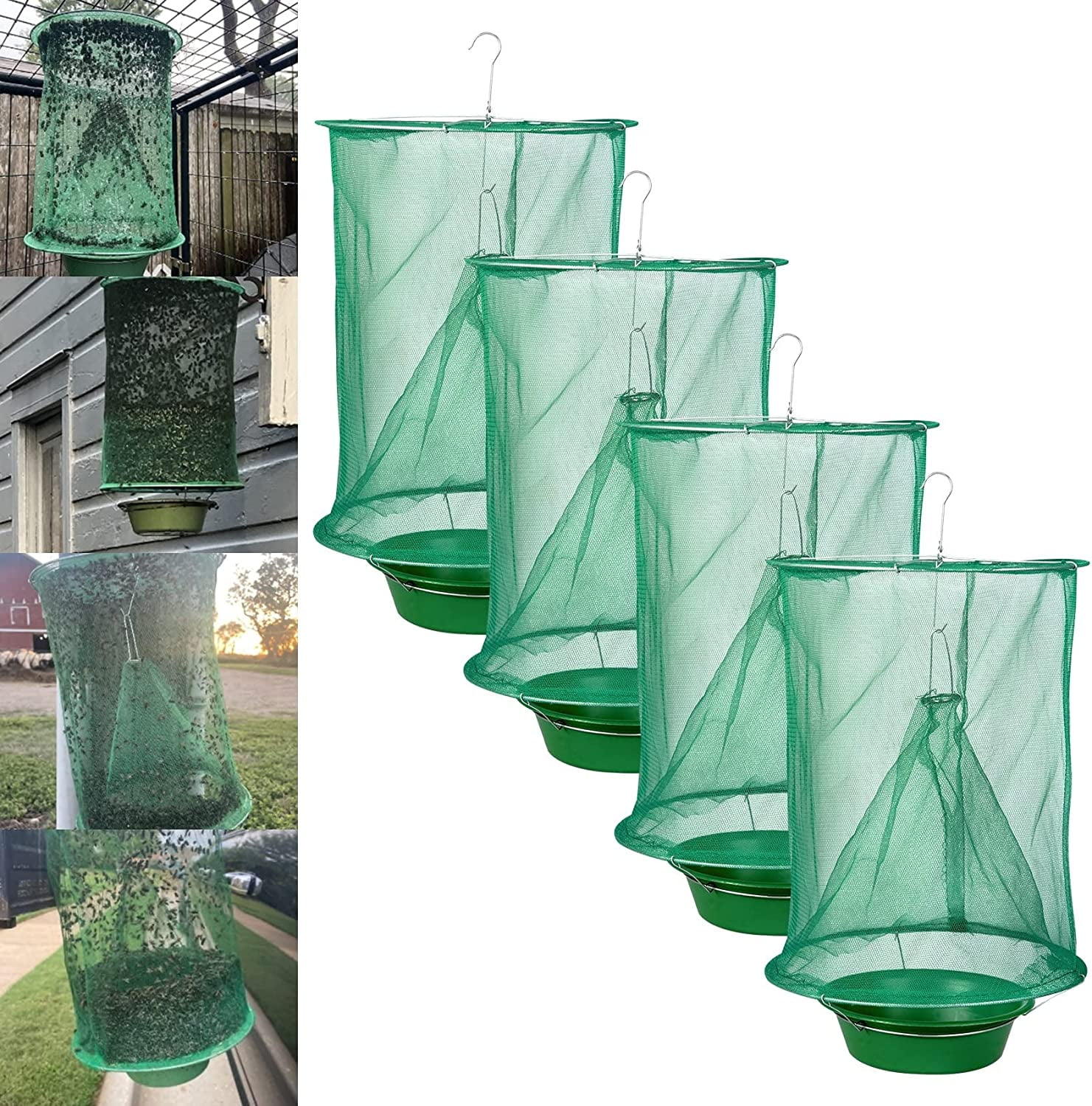 4 Pack Ranch Fly Traps Outdoor, Hanging Stable Fly Trap, Horse Fly