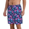 thumbnail image 2 of KLL Blue Skull Flower Men's Casual Summer Beach Shorts Hawaiian Shorts with Pockets-X-Large, 2 of 5