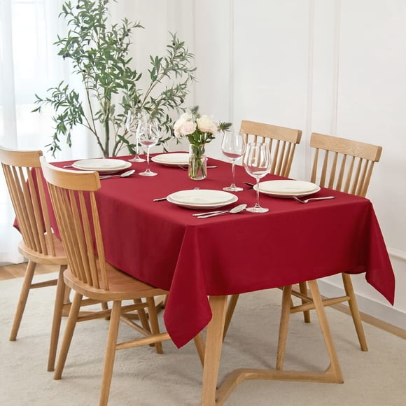 Mantel maxmill Jacquard rectangular de 152 x 356 cm, rojo, impermeable