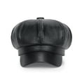 thumbnail image 6 of Clearance! Fdelink Beret Hat Winter Hats Women's Beret Leather Solid Color Versatile Painter Hat Spring Octagonal Hat Black, 6 of 8