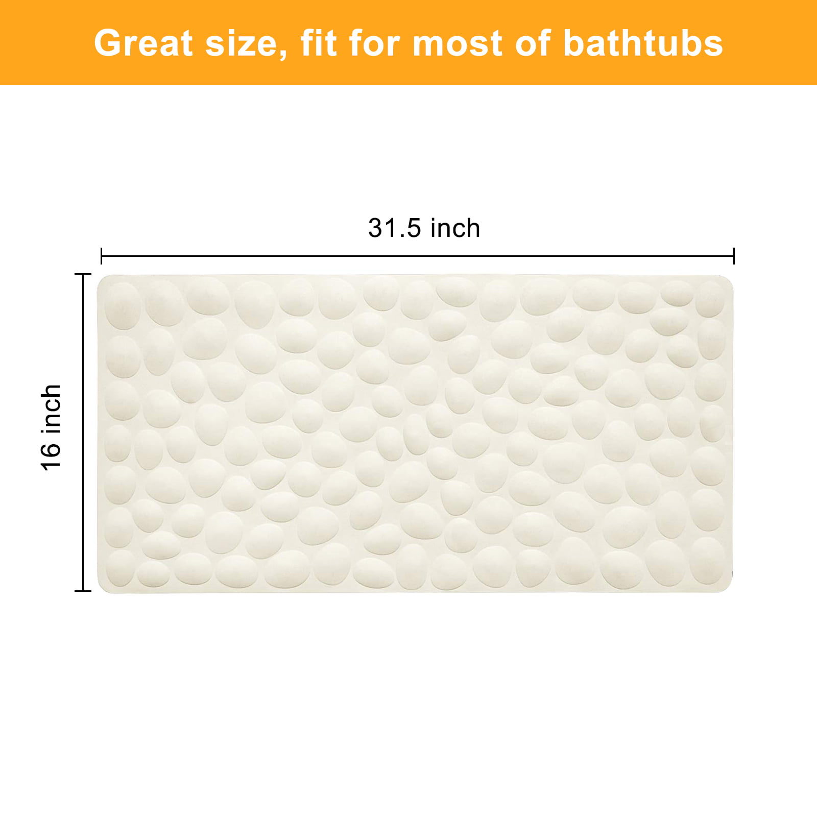 Foot Scratch Function 63 X 76cm PVC Bath Mat Non Slip Tub Mats