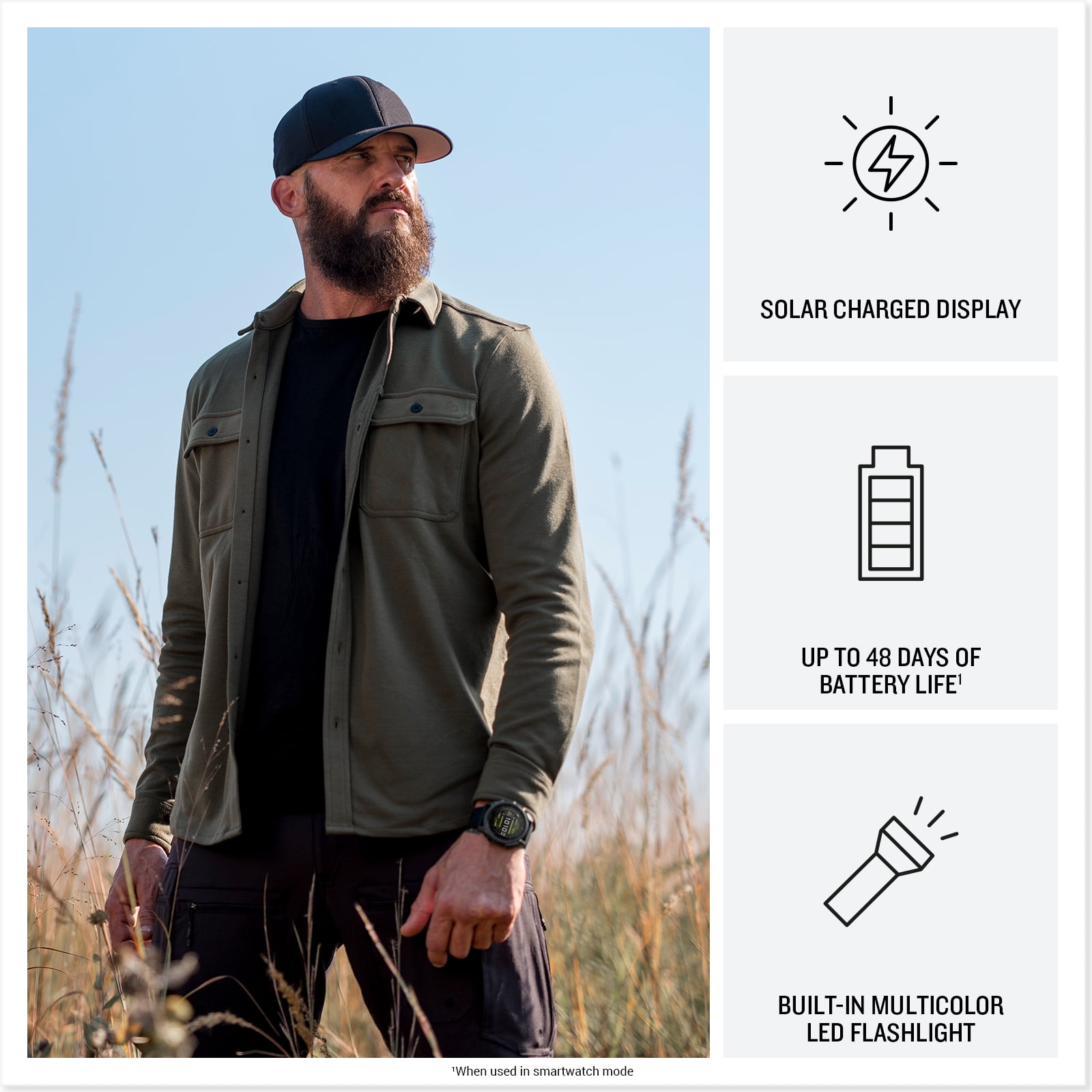 Garmin Tactix 8 51mm Solar Charged Display Smart Watch, Built-in Flashlight, 48 Days Battery Life, Premium Tactical GPS Smartwatch, Applied Ballistics Ultralight Solver Bundle + Earbuds and more
