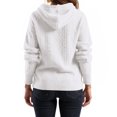 thumbnail image 4 of Women's Hooded Sweater Twist Front Argyle Knit Long Sleeve Pullover (White, One Size), 4 of 4