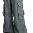 thumbnail image 5 of CYRBOKO Girls Cargo Pants Size 14-16 with Pockets, Loose Fit Casual Elastic Waist Outdoor Wide Leg Pants Green, 5 of 5