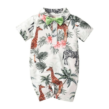 

OVTICZA Baby Toddler Girls Cartoon Floral Short Sleeve Bodysuits White 100