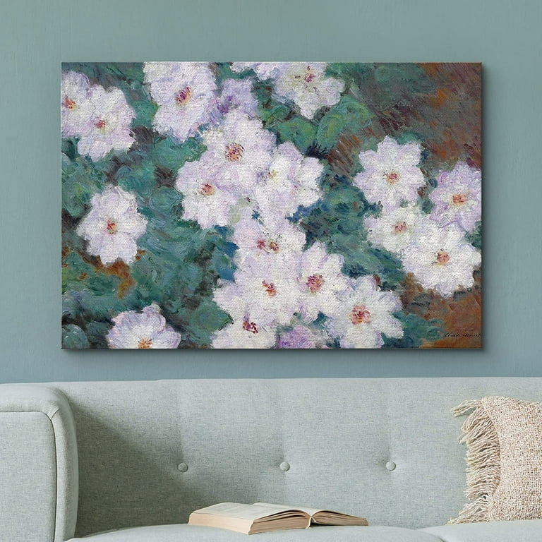 wall26 Canvas Print Wall Art White Clematis Flowers Claude Monet