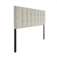 thumbnail image 2 of Castle Place King Size Square Button-Tufted Linen Upholstered Headboard in Warm Grey, 2 of 7