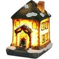 thumbnail image 1 of Escena navideña de casas de pueblo, decoraciones navideñas LED, casa de nieve de resina con, 1 of 4