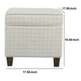 thumbnail image 5 of Wooden Square Ottoman with Grid Patterned Fabric Upholstery and Hidden Storage Beige and Brown - Saltoro Sherpi, 5 of 5
