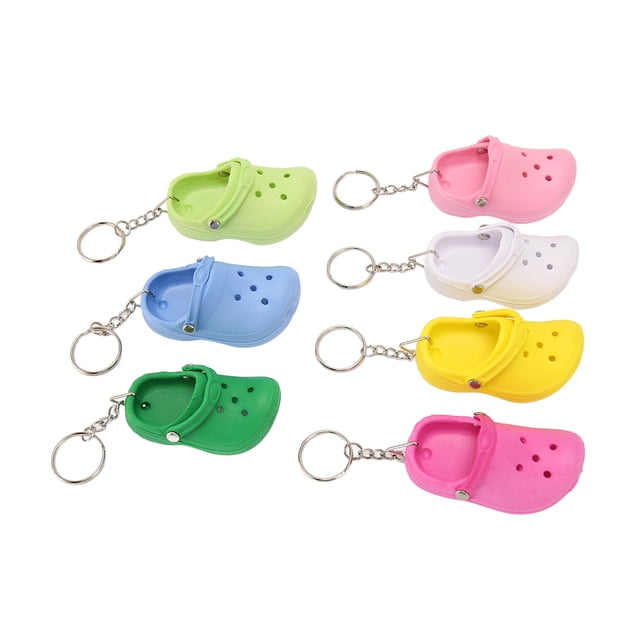 Slipper Key Chains, Multipurpose Durable Soft Silicone Exquisite Beach Hole Shoes Key Chains 7 Colors for Handbags for Cell Phones