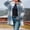 Blue#1, variant on Women's Casual Winter Button-Down Jacket | Loose Fit Printed Long Sleeve Collar Coat for Weekend Errands and Coffee Shop Strolls