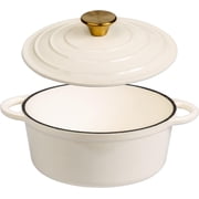 Lexi Home 2.8-Qt Enameled Cast Iron Dutch Oven with Lid & Loop Handle, Cream