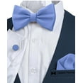 thumbnail image 4 of Men's Sky Blue Bow Tie with Handkerchief & Cufflinks Pre-Tied Style Formal Satin Classic Bowtie for Tuxedo Faux Silk, by Adam Young (Large, Light Blue), 4 of 5