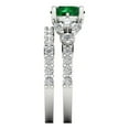 thumbnail image 3 of 3.06 ct Brilliant Round Cut Emerald 18K White Gold Solitaire with Accents Engagement Bridal Wedding Ring Band Set size 8.25, 3 of 7