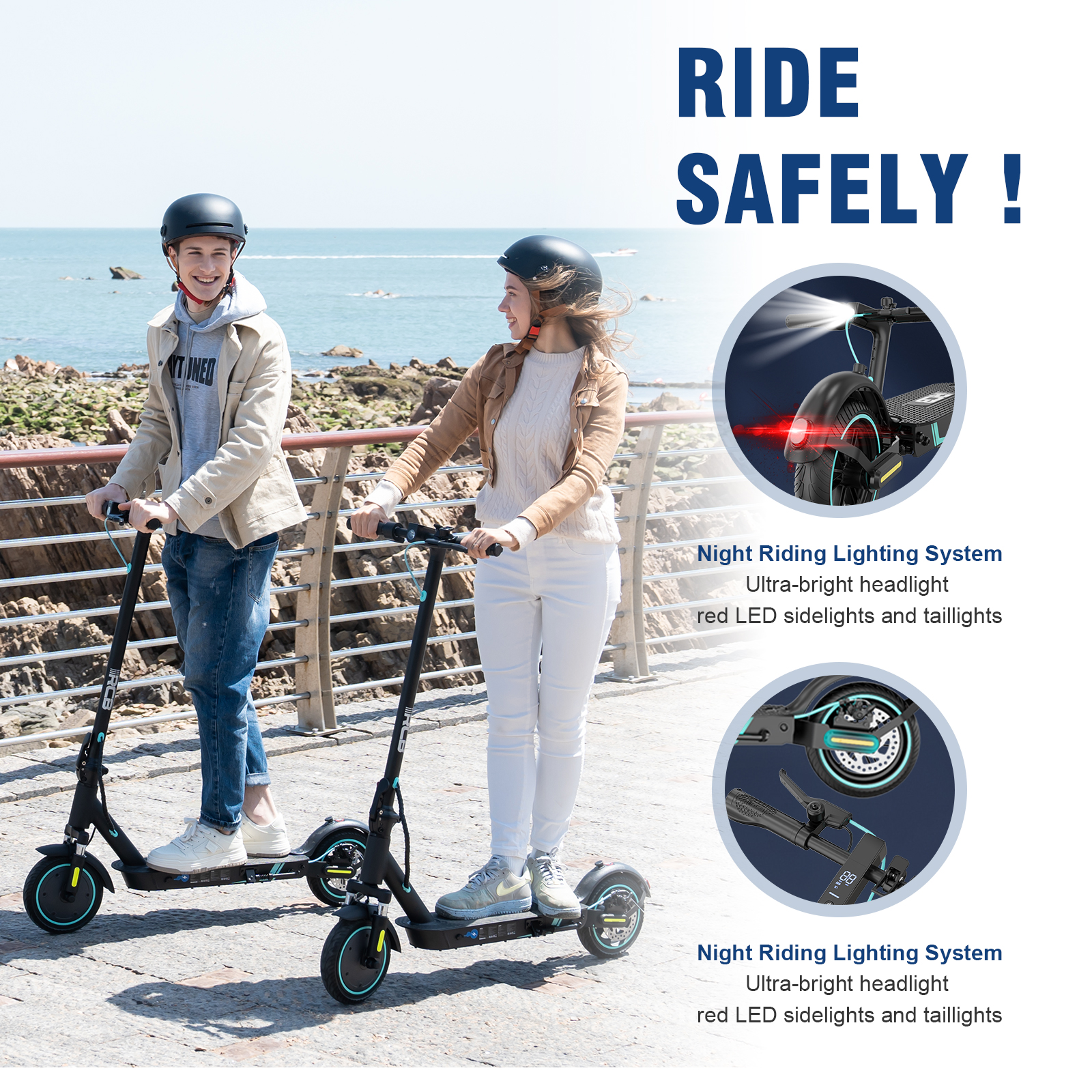 RCB Electric Scooter for Adults, E-Scooter with APP control, 350W Motor, Max Speed 19 mph, electric scooters for adults foldable