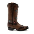 thumbnail image 2 of Women's Ferrini Estrella Leather Boots Handcrafted Snip Toe Brandy, 2 of 6