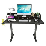 HOSEOKA Black Adjustable Height Electric Standing Desk, 48 X 24 Inches Stand Up Table, Sit Stand Home Office Desk with Headphone Hook and Cup Holder, USB Charging Port