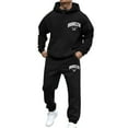 thumbnail image 2 of Long Sleeve Athletic Suit Fashion Sports Suit Men's Tracksuit 2 Piece Hoodie Athletic Sweatsuits Casual Jogging Suit Sets (Black, M), 2 of 4