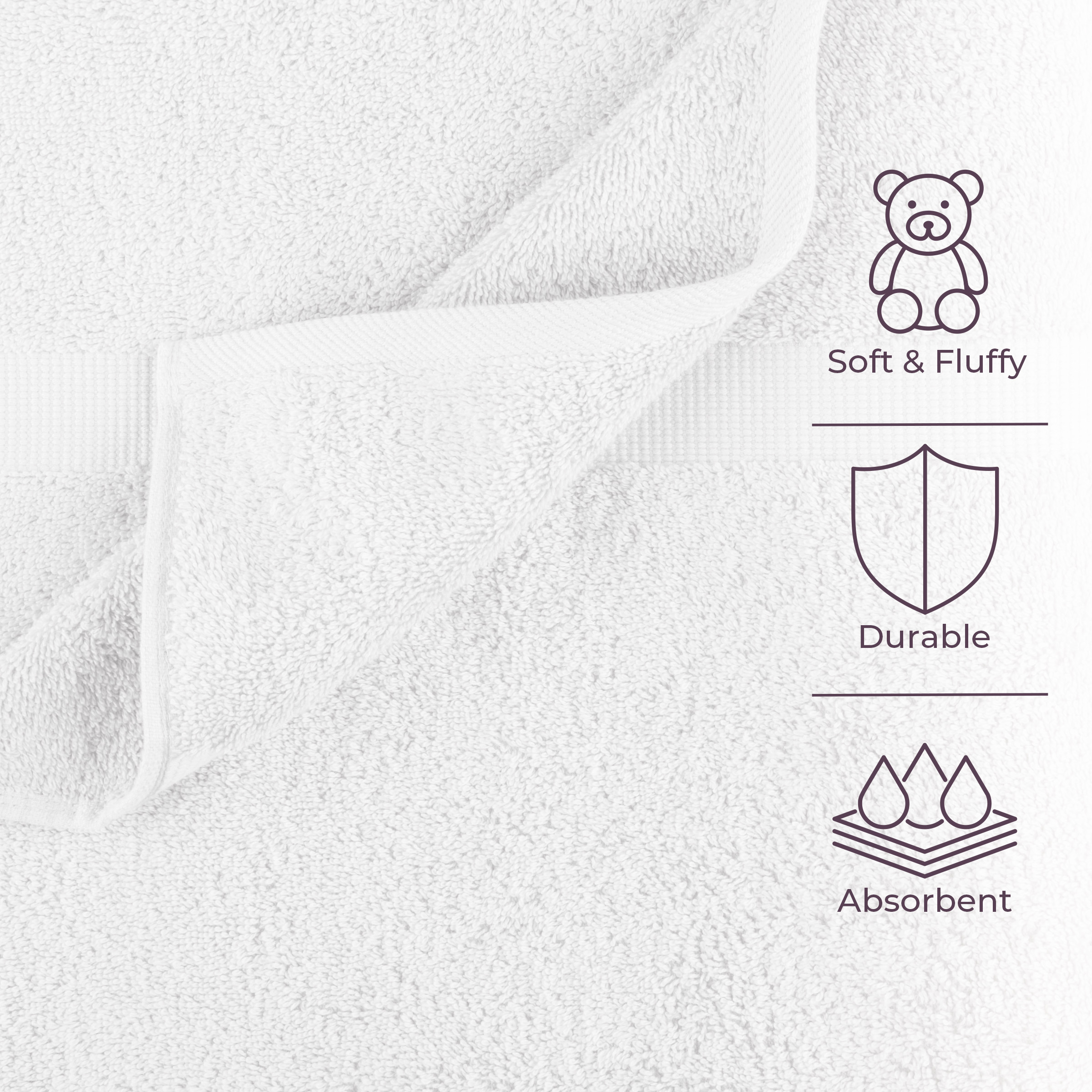 Lavish Home 6 Piece Cotton Towel Set with 2 Bath Sheets, 2 Hand Towels, and 2 Wash Cloths (White)