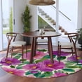 thumbnail image 3 of Purple Flowers Round Area Rug 8Ft Washable Large Circle Rugs for Living Room Dorm, Spring Watercolor Floral Leaves Botanical Beige Non-Slip Carpet Floor Mats Indoor Outdoor Carpet Runner Home Decor, 3 of 8