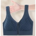 thumbnail image 5 of Feancey Zip Front Sports Bras for Women Wide Strap Casual Workout Yoga Bra Full Coverage Smoothing Underwire Bralettes Seamless Everyday Brassiere Navy Free Size, 5 of 10