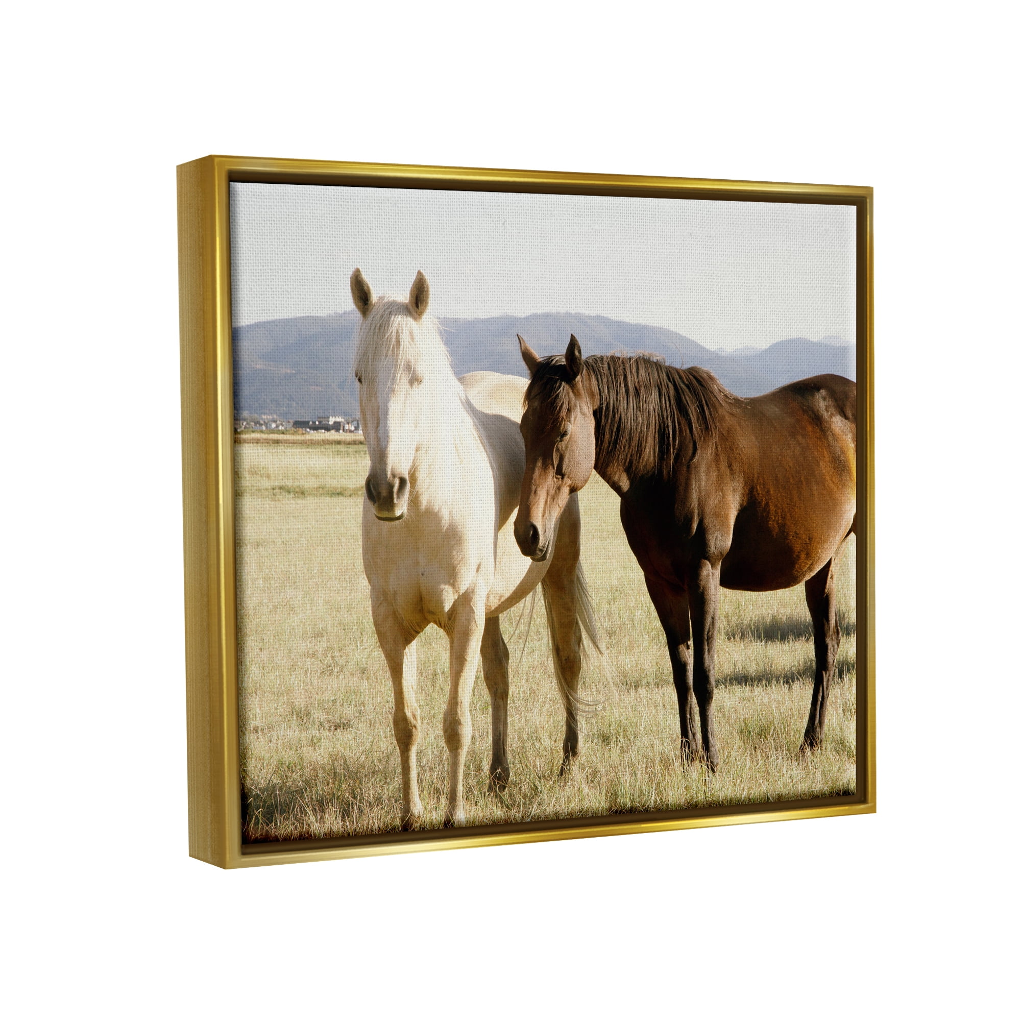 Stupell Rural Horses Animal Nature Photography Animals & Insects Photography Gold Floater Framed Art Print Wall Art