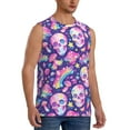 thumbnail image 2 of Balery Skull rainbow mushroom colorful Camisetas sin mangas para hombre, absorbe la humedad y protege contra el mal olor.-X-Large, 2 of 7