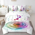 thumbnail image 1 of 3D Musical Notes Bed in a Bag Queen Comforter Set 7 Piece,Colorful Spiral Swirl Circle Bedding Sets Modern Rock Sheet Set with Comforter,Fashion Hip Hop Bed Set, 1 of 6