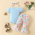 thumbnail image 4 of ZHUASHUM Photography Outfits Girl Boys Short Sleeve Easter Rabbit Prints Romper Bodysuit Bell Bottoms Pants Outfits Blue,9-12 Months, 4 of 7