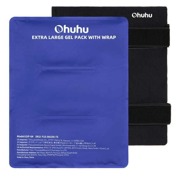 Paquetes de hielo Ohuhu Hot Cold Gel XL, reutilizables con envoltura, azul