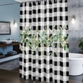 thumbnail image 6 of Eucalyptus Leaf Shower Curtain, Watercolor Country Green Leaf Black White Plaid Waterproof Shower Curtain Set with 12 Hooks Lightweight Bath Curtains Fabric Bathroom Decor 36x72 Inches, 6 of 9