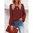 thumbnail image 3 of DOPI Women's Casual Long Sleeve Crewneck Crochet Sweater Lightweight Knit Pullover Sweaters Top Hollow Out Sweater Autumn, 3 of 5