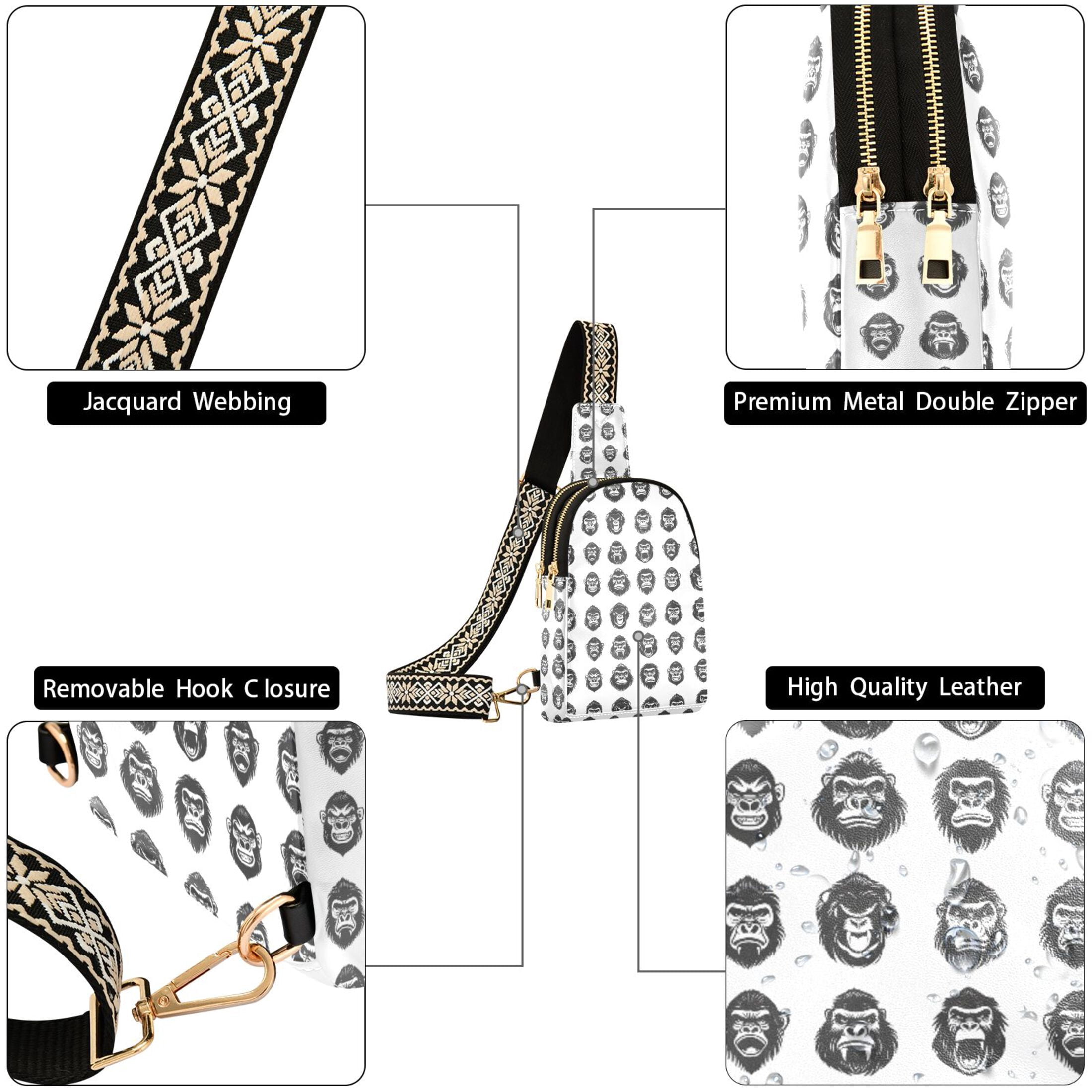 ALAZA Gorilla Pattern Sling Bag for Women Men Waterproof Crossbody Chest Bags