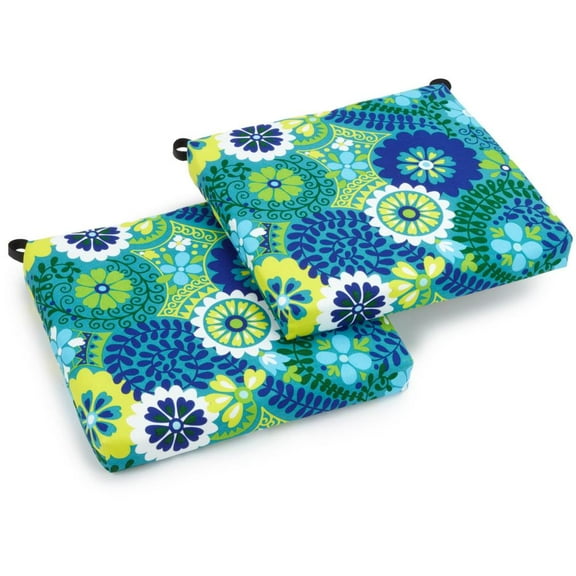 20-inch by 19-inch Spun Polyester Chair Cushion (Set of Two) - Luxury Azure